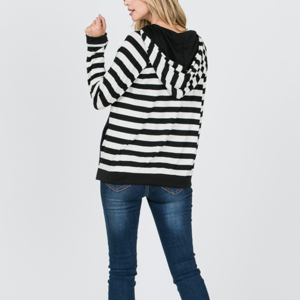 *PRICE FIRM* Striped Hooded Top & Side Pockets - Picture 6 of 8